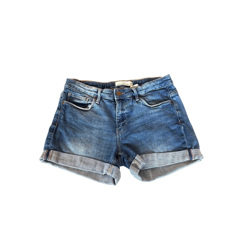 HM LOGG Womens Medium Wash Cuffed Denim Shorts Blue Size 28